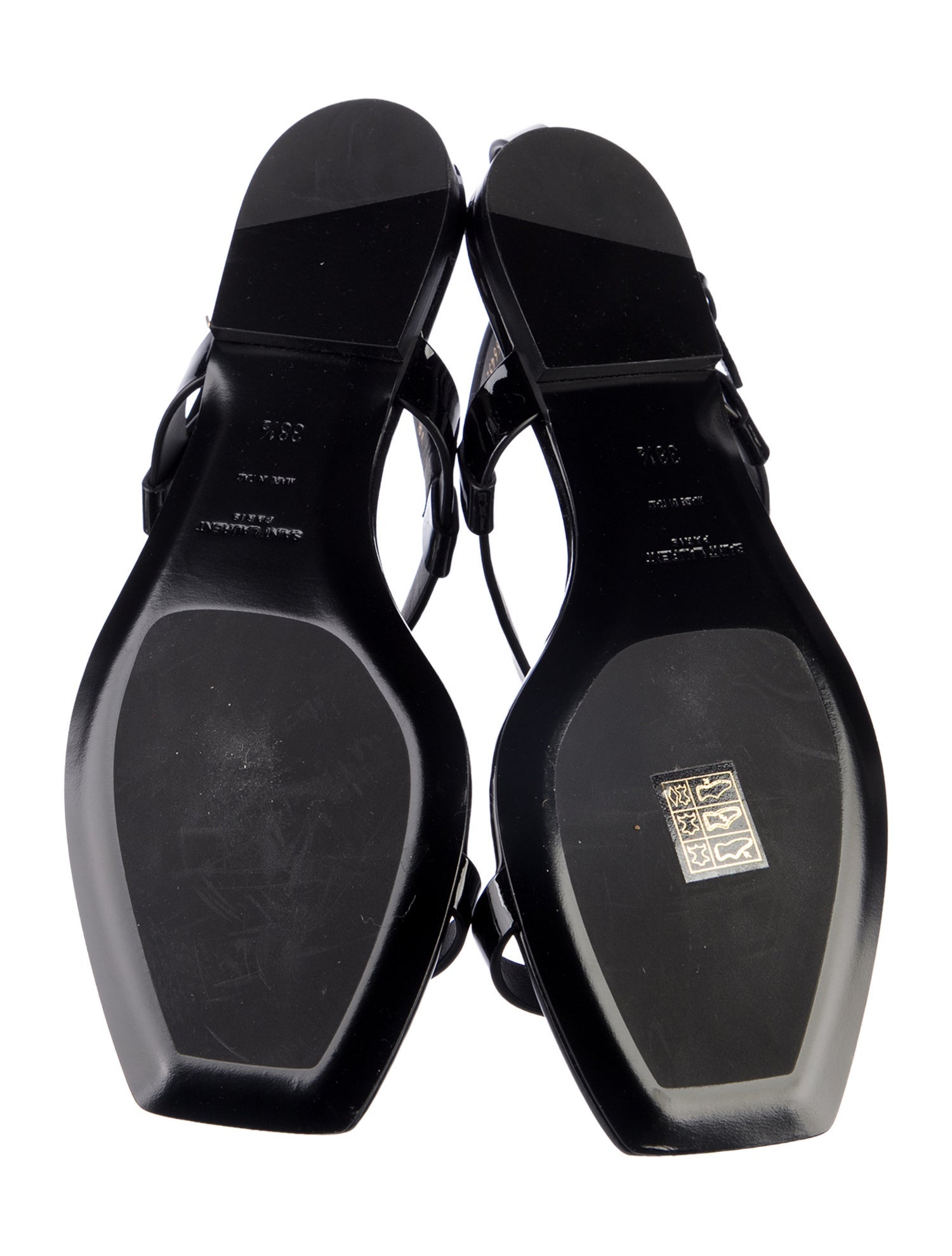 Saint Laurent Patent Leather T-Strap Sandals
